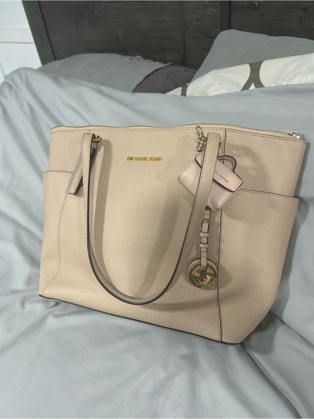Michael Kors Blush Saffiano Leather Tote with Gold Accents